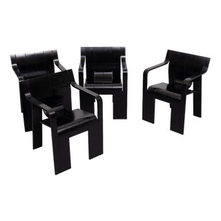 Black Strip Armchairs by Gijs Bakker for Castelijn, Holland, 1970s, Set of 4 For Sale
