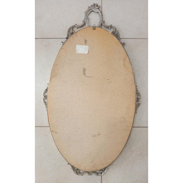 Silver Mid-Century Oval Wall Mirror in Brass with Angel Friezes, Italy, 1977 For Sale - Image 8 of 11