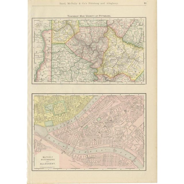 Antique Map of Pittsburg and Allegheny The Steel City from Rand McNally, 1899 For Sale - Image 12 of 12
