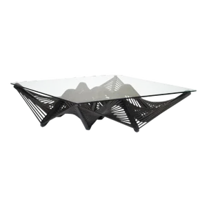 Geo Cocktail Table in Dark Brown With Glass