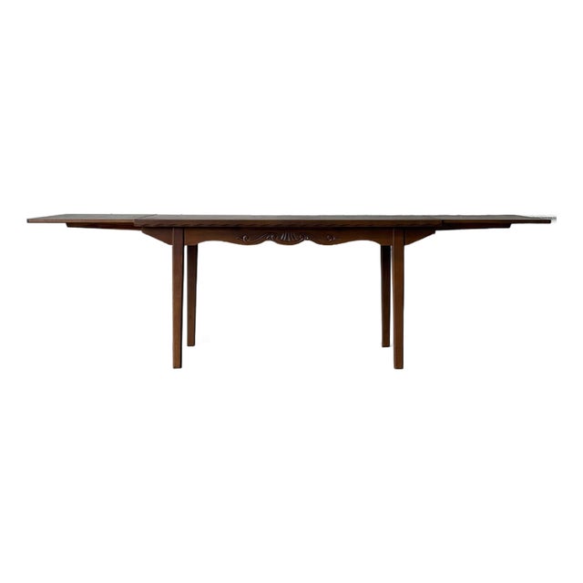 Oak Extendable Dining Table With Two Pull-Out Leaves Vintage Mid-Century Modern 1970s For Sale