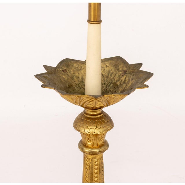Metal Early 20th Century Gothic Revival Gilt Bronze Floor Lamp For Sale - Image 7 of 8