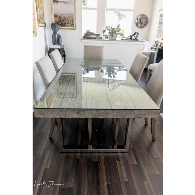 Modern Bernhardt Henley Dining Table 84" + 6 Upholstered McCreary Chairs For Sale - Image 3 of 7