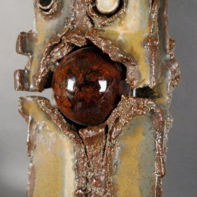 Vintage Brutalist Wall Sculpture in Studio Ceramic by Prof. Dieter Crumbiegel, 1975 For Sale - Image 4 of 12