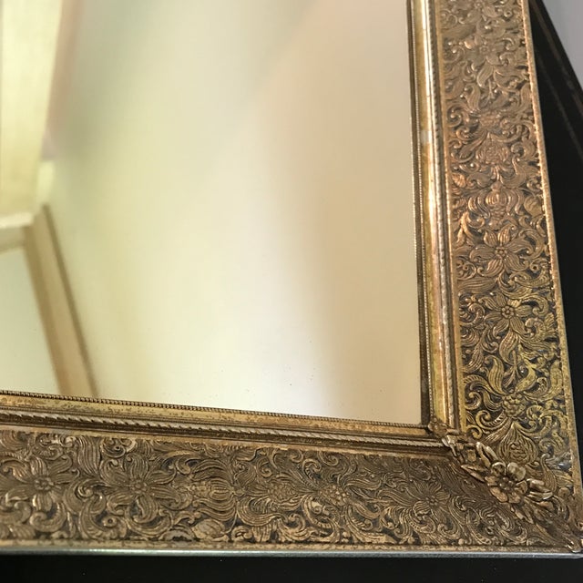 Floral Brass and Mirrored Table Top Tray Chairish