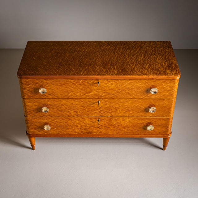 Wood Art Deco Chest of Drawers With Birch Burl Veneer, Probably Sweden, 1930/40s For Sale - Image 7 of 7