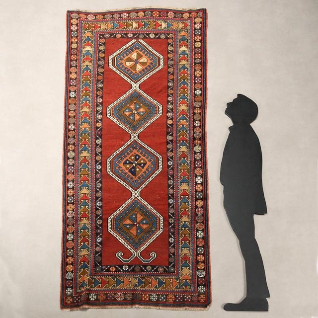 Kazak wool rug, fine knot, hand-made. Excellent condition. This piece is attributed to the mentioned designer/maker. It...
