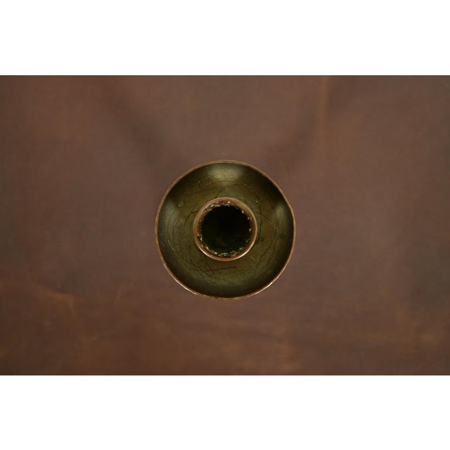 Early 20th Century Roycroft Arts & Crafts Brass Finished Hammered Copper Candlestick For Sale - Image 5 of 13