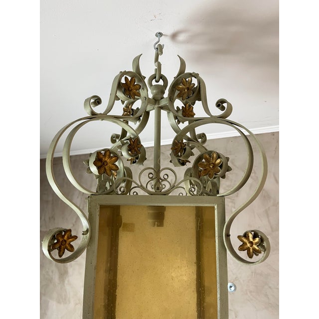 Wrought Iron Lantern, 1950s For Sale - Image 9 of 12