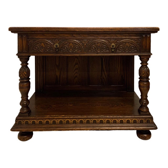 1920s Carved Oak Jacobean Style Server by Kittinger Chairish