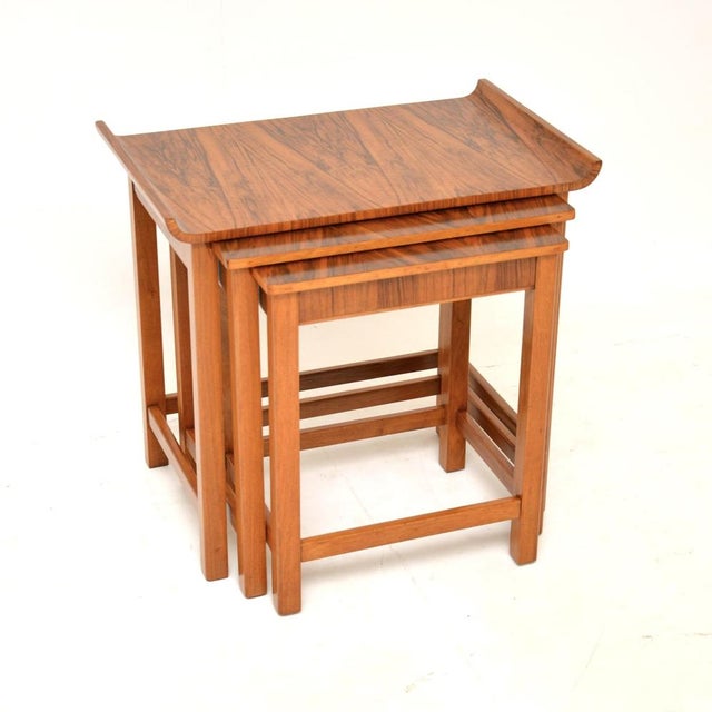 Art Deco Figured Walnut Nesting Tables, 1930s, Set of 3 For Sale - Image 13 of 13