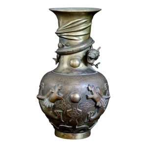 Mid 20th Century Chinese Bronze Dragon Urn Vase