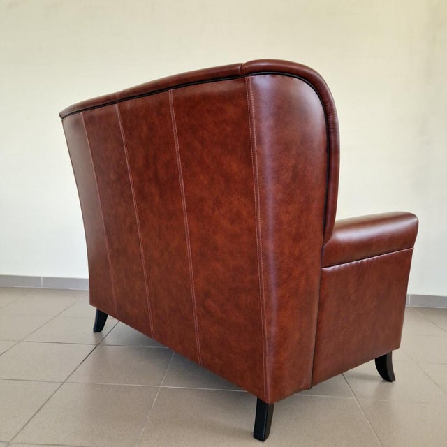 Art Deco Style Leather Sofa For Sale - Image 6 of 8