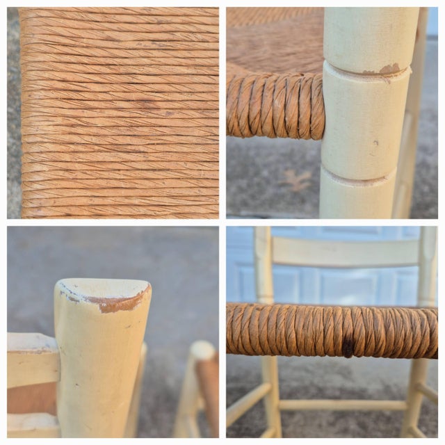 White 1990s Ethan Allen French Country Pine Ladder Back Rush Seat Dining Chairs, Set of 4 For Sale - Image 8 of 12