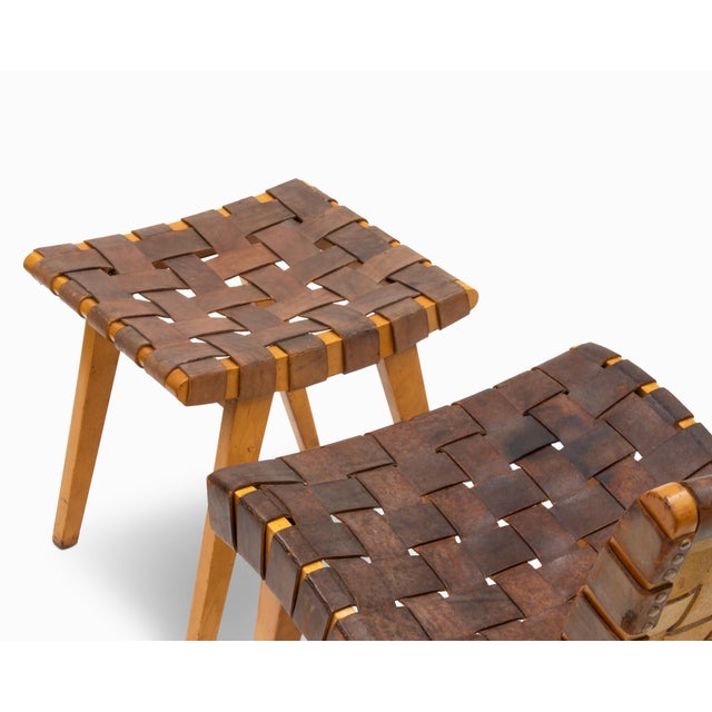 Mid 20th Century Vintage Mid Century "Model 654" Leather Chair and Ottoman by Jens Risom For Sale - Image 5 of 14