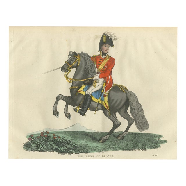 Richard Evans, Prince of Orange on a Rearing Dark Gray Charger, 1815, Engraving For Sale