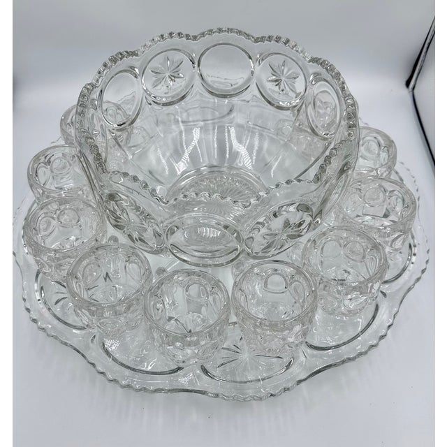 Entertain in style with this absolutely stunning Tiffin-Franciscan Moon & Stars Punch Bowl Set! This exquisite vintage...