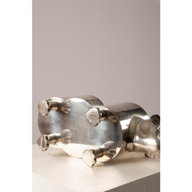 Metal Bulldog Bottle Holder in Polished Metal, 1970s For Sale - Image 7 of 14