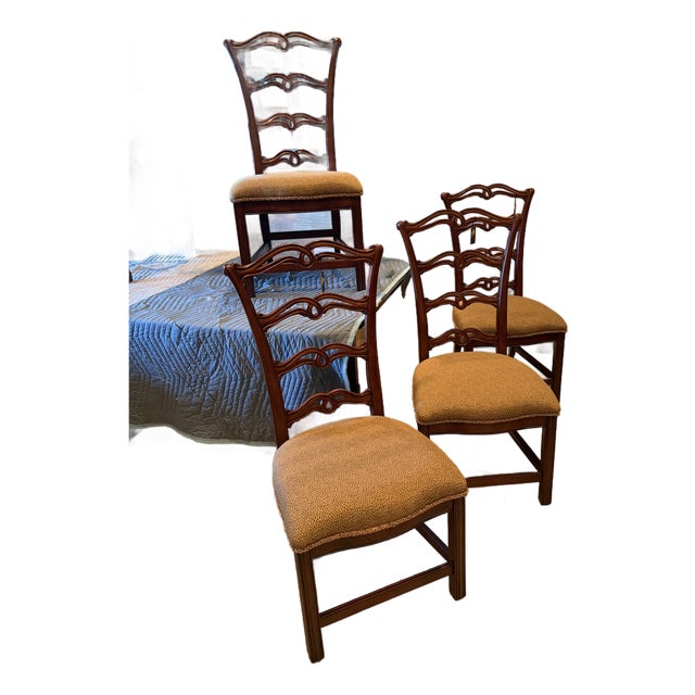 Pulaski Carved Mahogany Dining Chairs With Custom Upholstered Seats For Sale