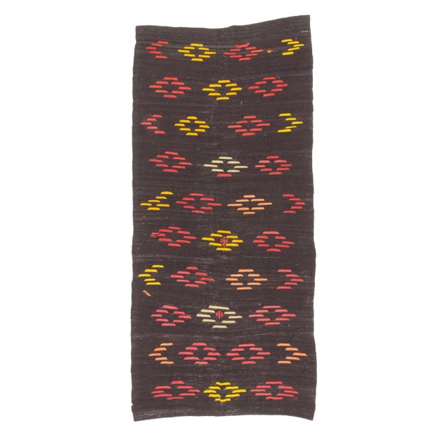 1960s Vintage Turkish Goat Hair Kilim Rug- 6′ × 12′11″ For Sale