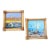 Oil Coastal Paintings in Thick Bamboo Frames. Pair For Sale