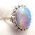 Gemstone Antique Vintage Estate Palladium Diamond Opal Ring, Size 6.5 For Sale - Image 7 of 11