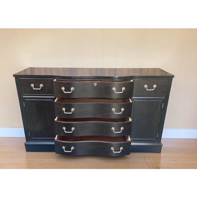 Bassett Vintage Black Mahogany Hepplewhite Buffet For Sale - Image 4 of 14