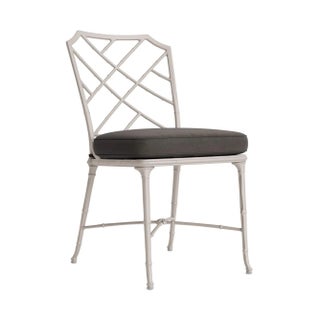 Brown Jordan Calcutta Side Chair, Dove frame with Fusion Charcoal fabric For Sale