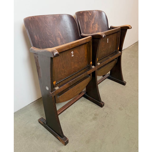 Brown Vintage Two-Seater Cinema Bench from Thonet, 1950s For Sale - Image 8 of 18