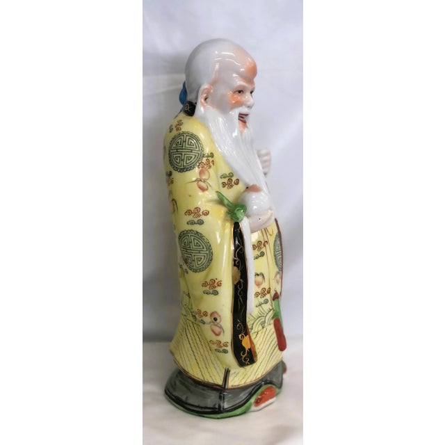 Chinese Vintage Shou Xing Chinese God of Longevity Figurine For Sale - Image 3 of 8