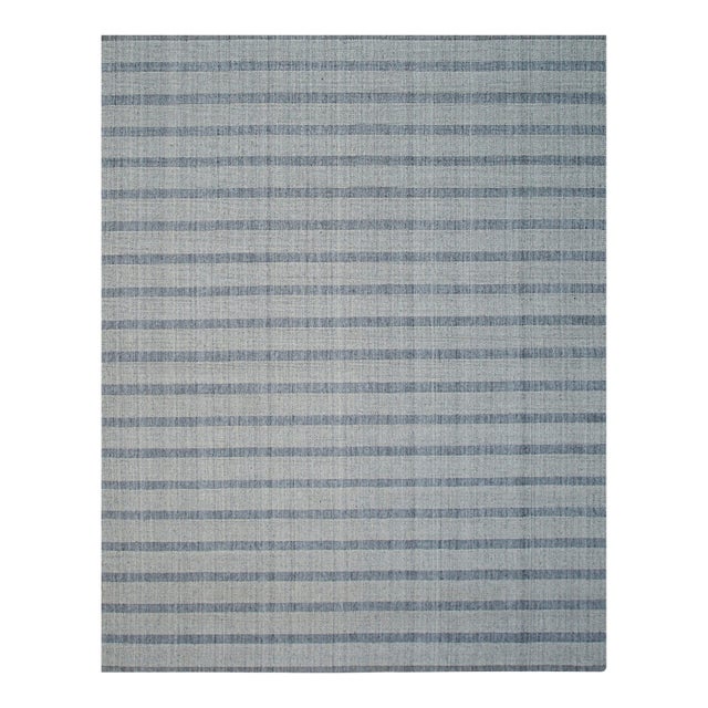 8x10 Luxurious Timeless Gray Stripe Modern Handmade Wool Carpet Rug For Sale