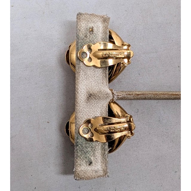 Metal Vintage Signed Givenchy Modernist Goldtone Clip Earrings-2 Pieces For Sale - Image 7 of 8