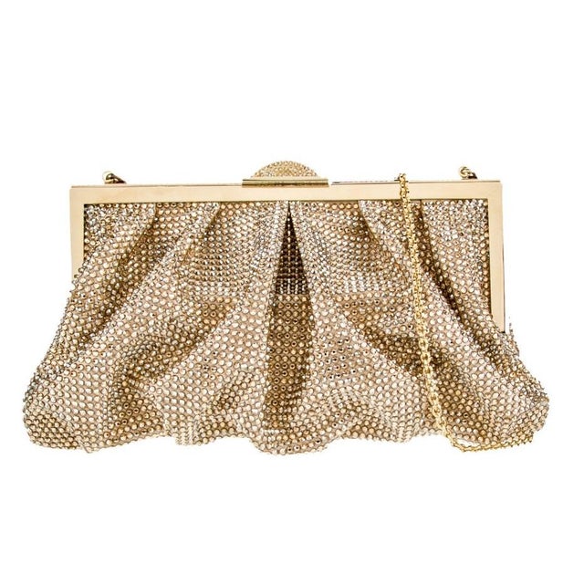 Judith Leiber Natalie Crystal Clutch Shoulder Evening Bag Minaudiere Champagne For Sale In Los Angeles - Image 6 of 11