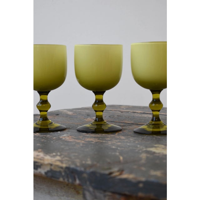 Vintage Citrine Cased Glass Stemware Set of 5 by Carlo Moretti, Circa Mid-20th Century For Sale - Image 9 of 13
