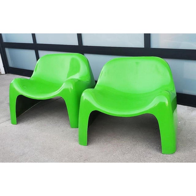 Beautiful Set Of Green Fiberglass Toga Lounge Chairs. The Toga Chair Designed by Sergio Mazza For Artemide In The 1960s....