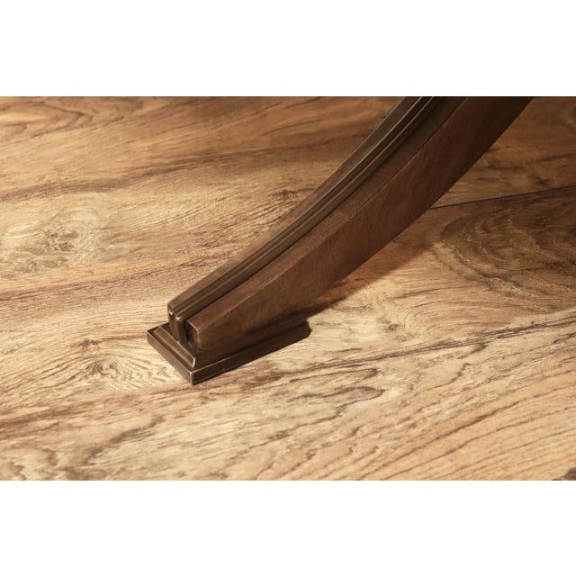 Brown Black Walnut and Brass Inlaid Pedestal Table With Saber Legs by Jonathan Charles For Sale - Image 8 of 15