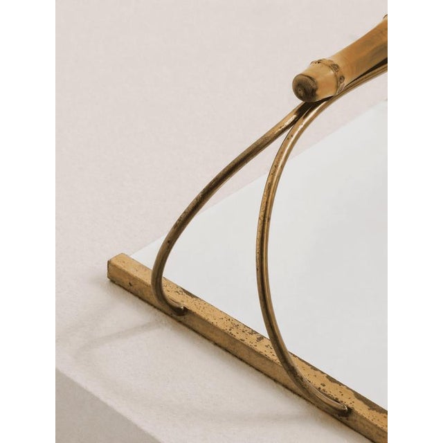 Wood Mid-Century Modern Tray in Brass with Ceramic and Bamboo from Gucci, 1960s For Sale - Image 7 of 8