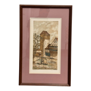 M. Leianne " Weinstadel" Etching, Vintage