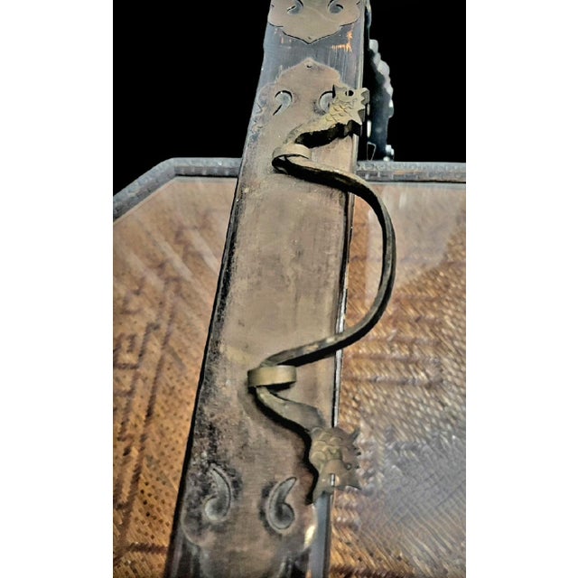 Antique Chinese Chinoiserie Bamboo Wicker 3 Tiered Wedding Bethrothal Storage Chest For Sale In West Palm - Image 6 of 9