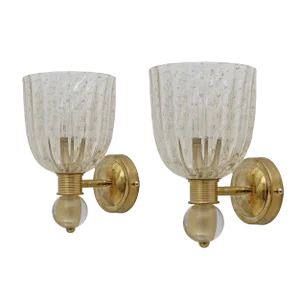 Vintage Murano Glass Sconces, 1990, Set of 2