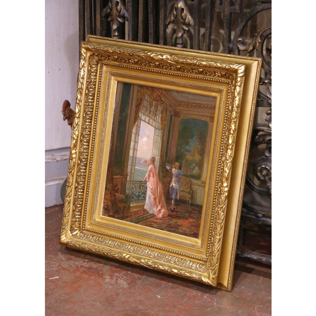This refined mid-19th-century oil on canvas is the work of French painter and illustrator Amédée Greux (1836–1879), an...