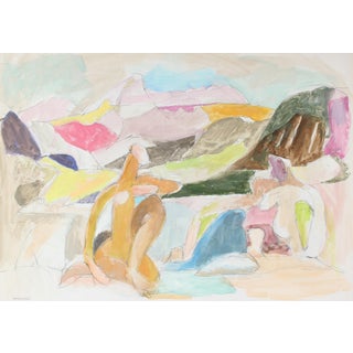 Figures in a Pastel Landscape by Gerald Wasserman For Sale