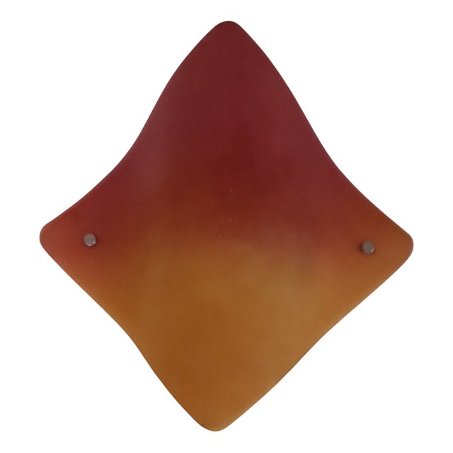 Vintage Wall Lamp with Curved Tinted Glass Panel on White Metal Mount, 2010s For Sale