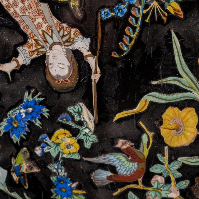 Glass Chinoiserie Eglomise Glass Panel, 19th Century For Sale - Image 7 of 11