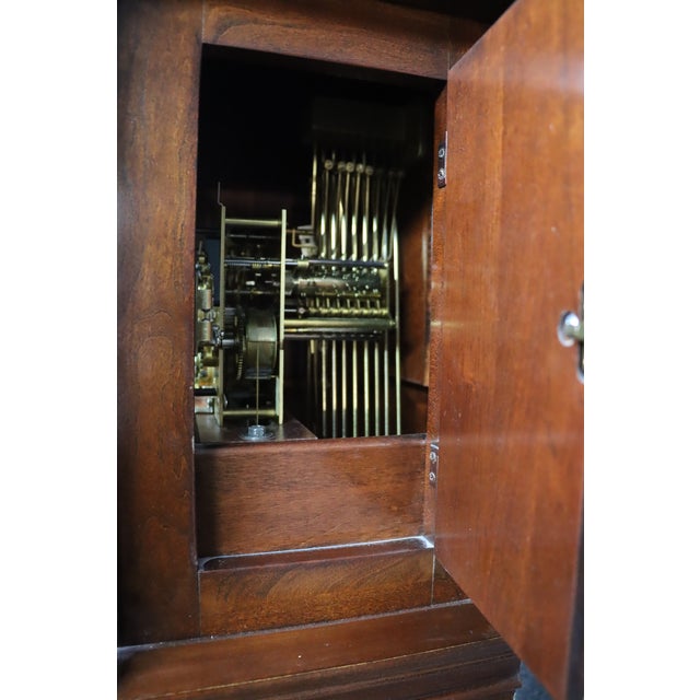 Late 20th Century Howard Miller “Taylor” Mahogany Grandfather Clock With Brass Dial & Triple Weights For Sale - Image 5 of 14