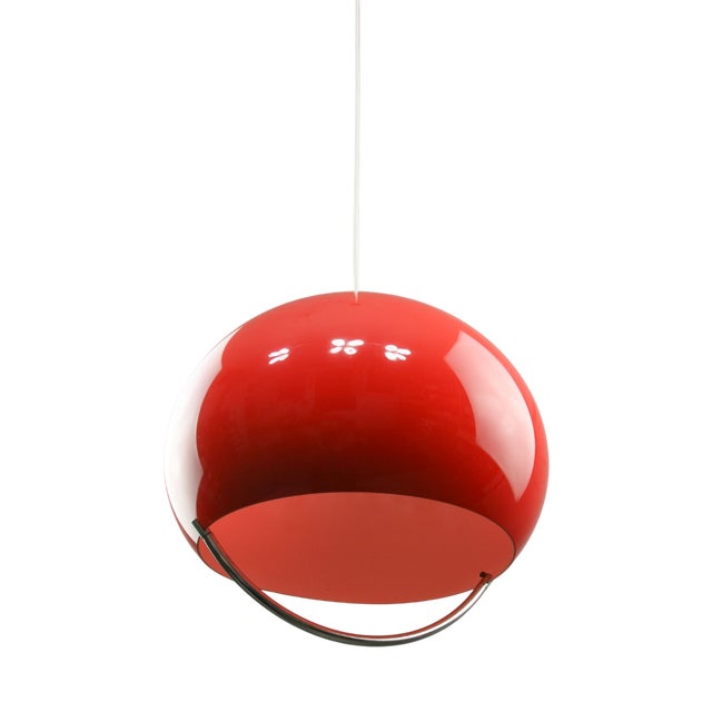Italian Space Age Red Jolly Pendant Lamp from Guzzini For Sale