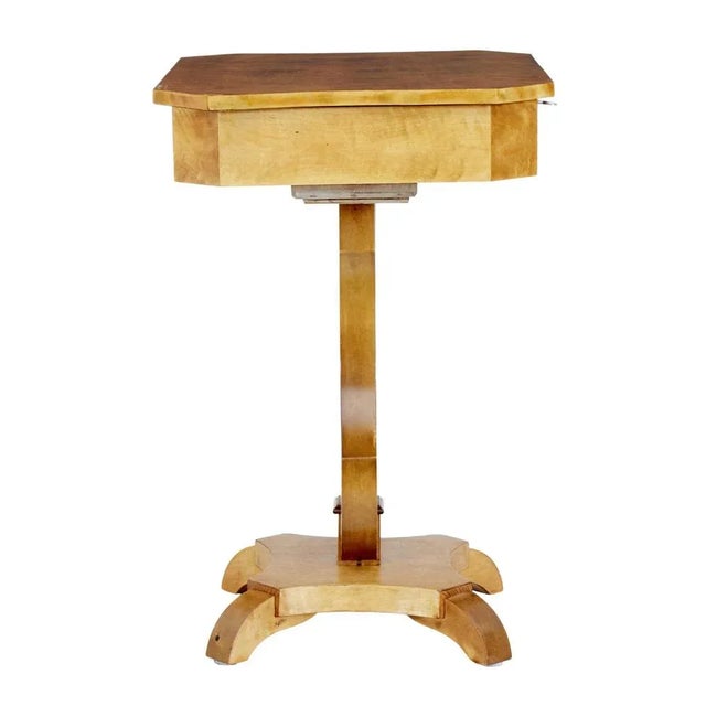 Antique Swedish Lyre Shaped Occasional Table in Birch For Sale - Image 6 of 10