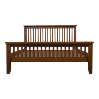 Crafters and Weavers Mission Oak Slat Bed - Walnut - King For Sale