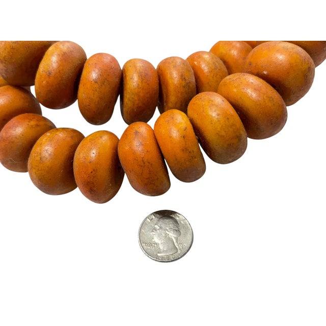 1980s Vintage African Necklace/ Currency 50 Amber Beads Nigeria For Sale - Image 5 of 7