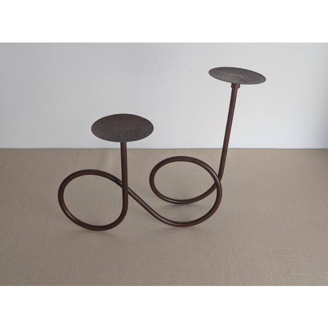 Vintage Double Loop Metal Candleholder For Sale - Image 4 of 8